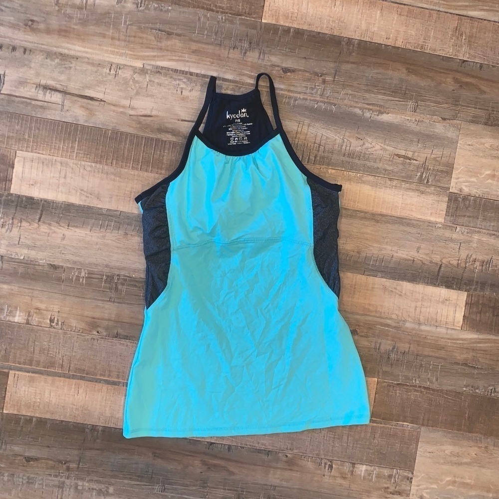 Kyodan Racerback Aqua Blue Activewear Tank Top with Bra Athletic Size Small